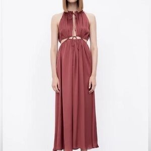 ZARA Dress— Satin Effect Marsala Cut Out